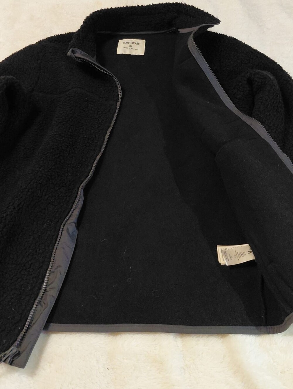 Goodthreads Men's Black Sherpa Fleece Full Zip Jacket XS